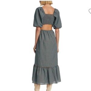 NWT| WAYF | Cut Out Smocked Plaid Midi Dress | Medium